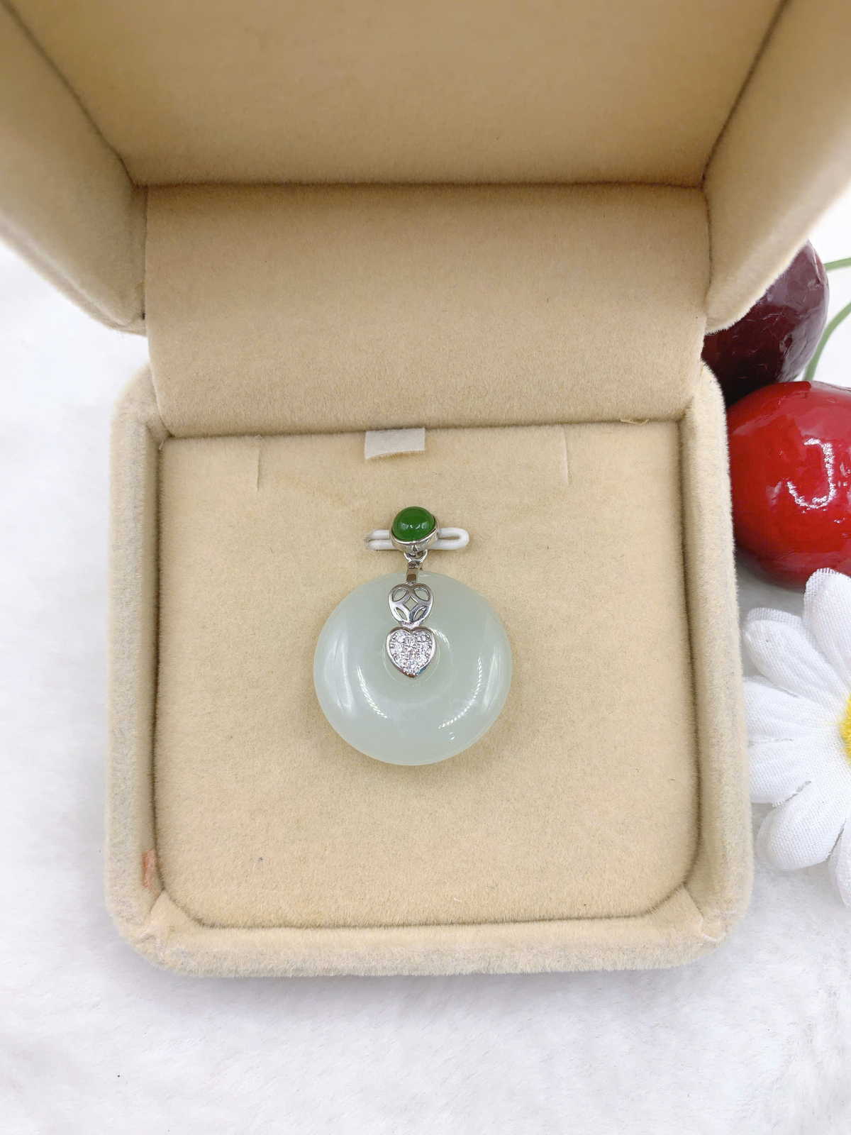 Mặt dây chuyền Bạch Ngọc 22mm bạc 925-EW5081