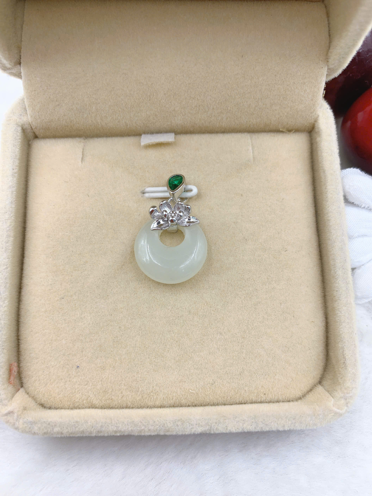 Mặt dây chuyền Bạch Ngọc 15mm bạc 925-EW3282