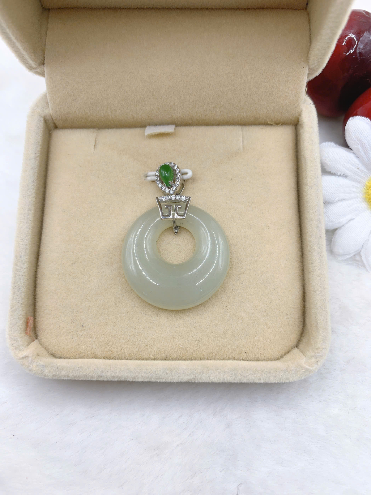 Mặt dây chuyền Bạch Ngọc 25mm bạc 925-WT002