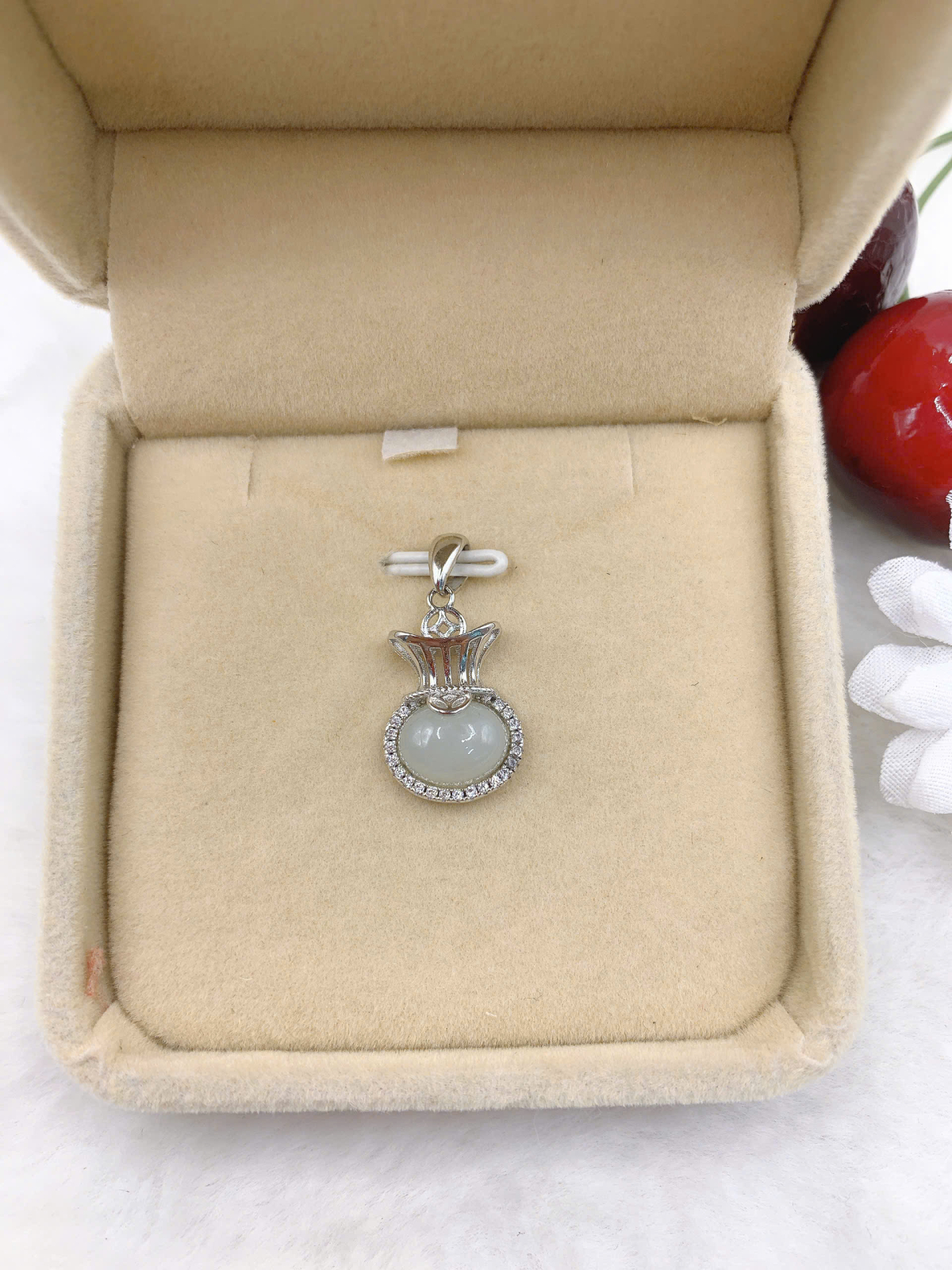 Mặt dây chuyền Bạch Ngọc 8*10mm bạc 925-EW5339