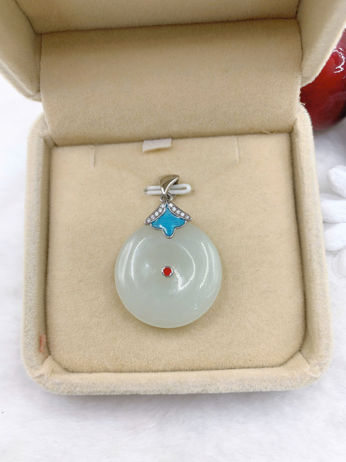 Mặt dây chuyền Bạch Ngọc 25mm bạc 925-WT003