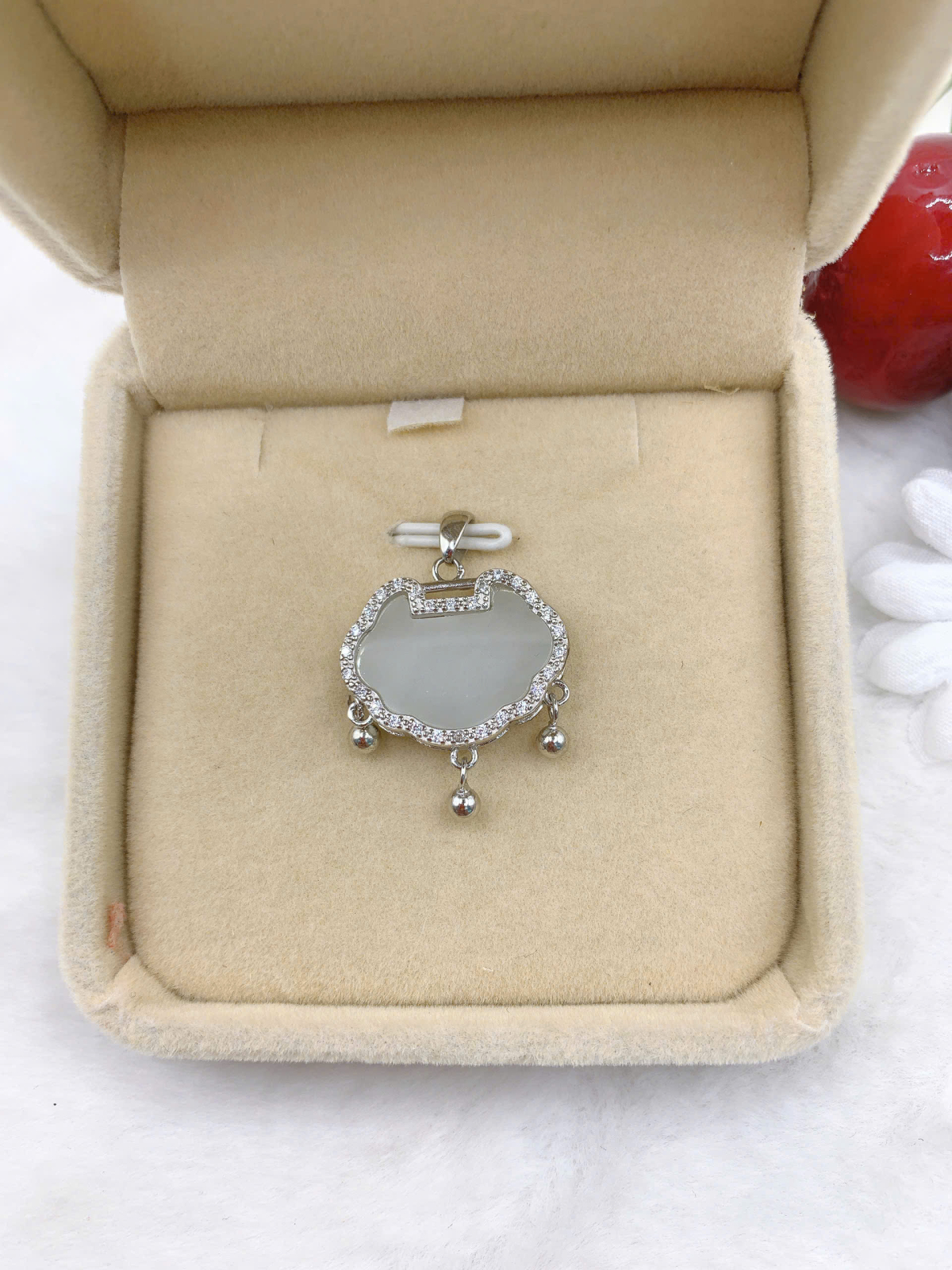 Mặt dây chuyền Bạch Ngọc 13*18mm bạc 925-EW5337