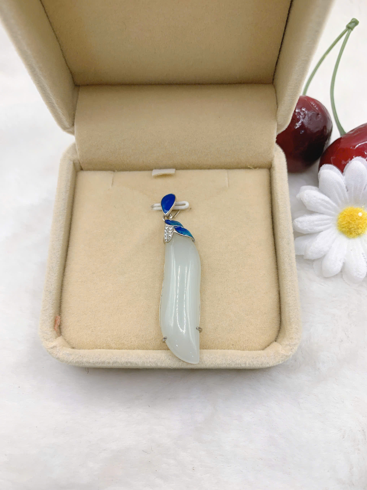 Mặt dây chuyền Bạch Ngọc 10*40mm bạc 925-WT012