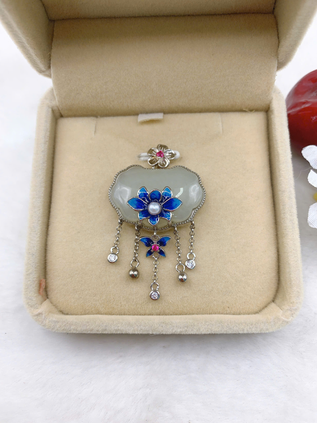 Mặt dây chuyền Bạch Ngọc 17*24mm bạc 925-EW3211