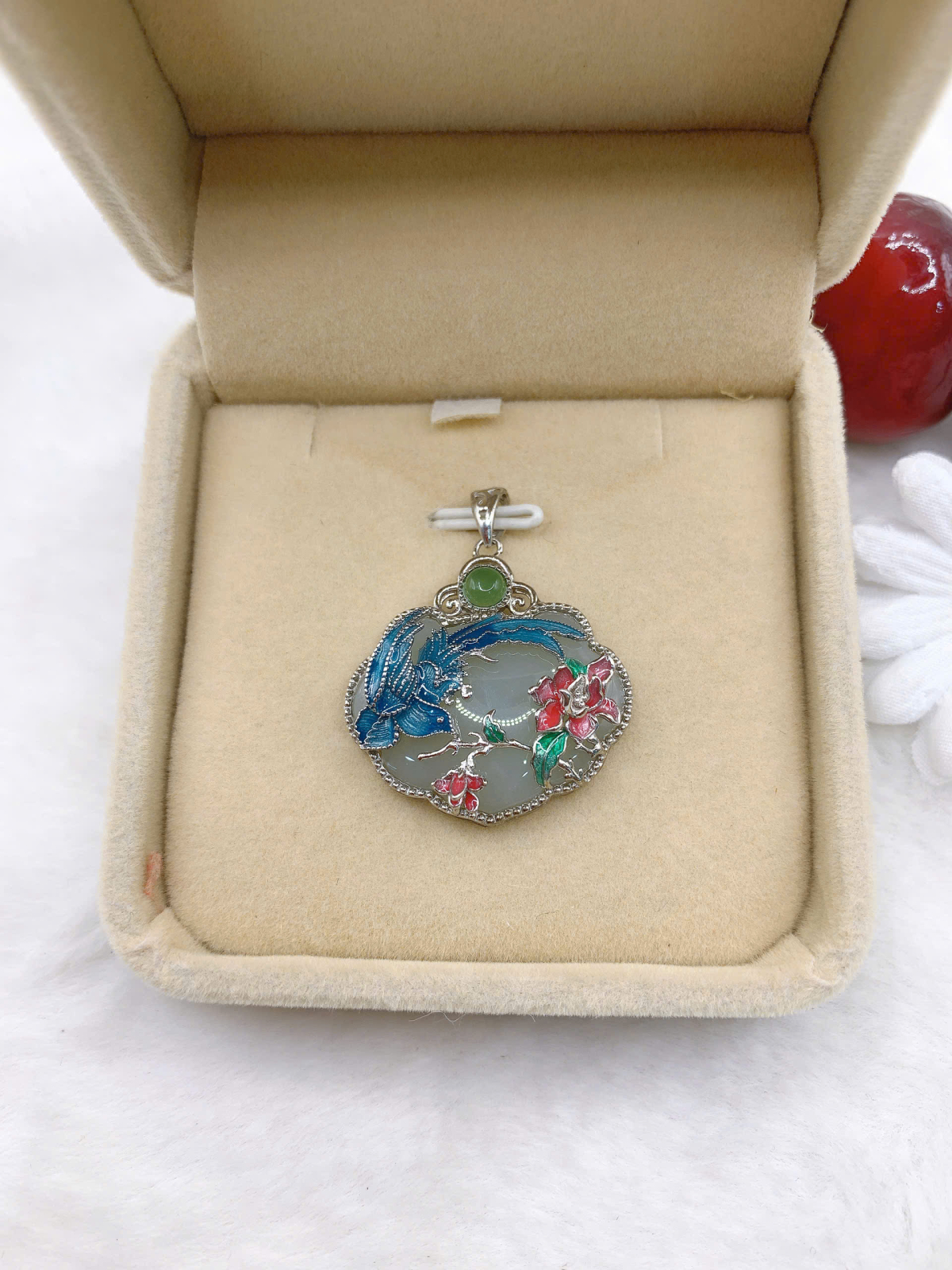 Mặt dây chuyền Bạch Ngọc 19*26mm bạc 925-EW4036