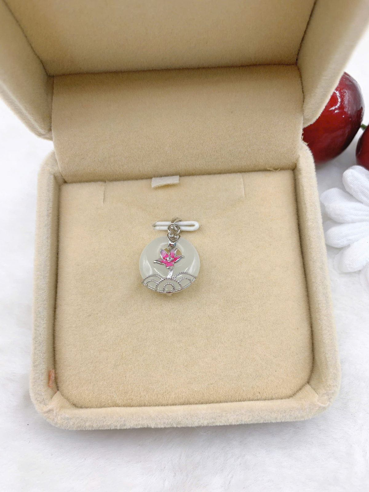 Mặt dây chuyền Bạch Ngọc 15mm bạc 925-EW3148