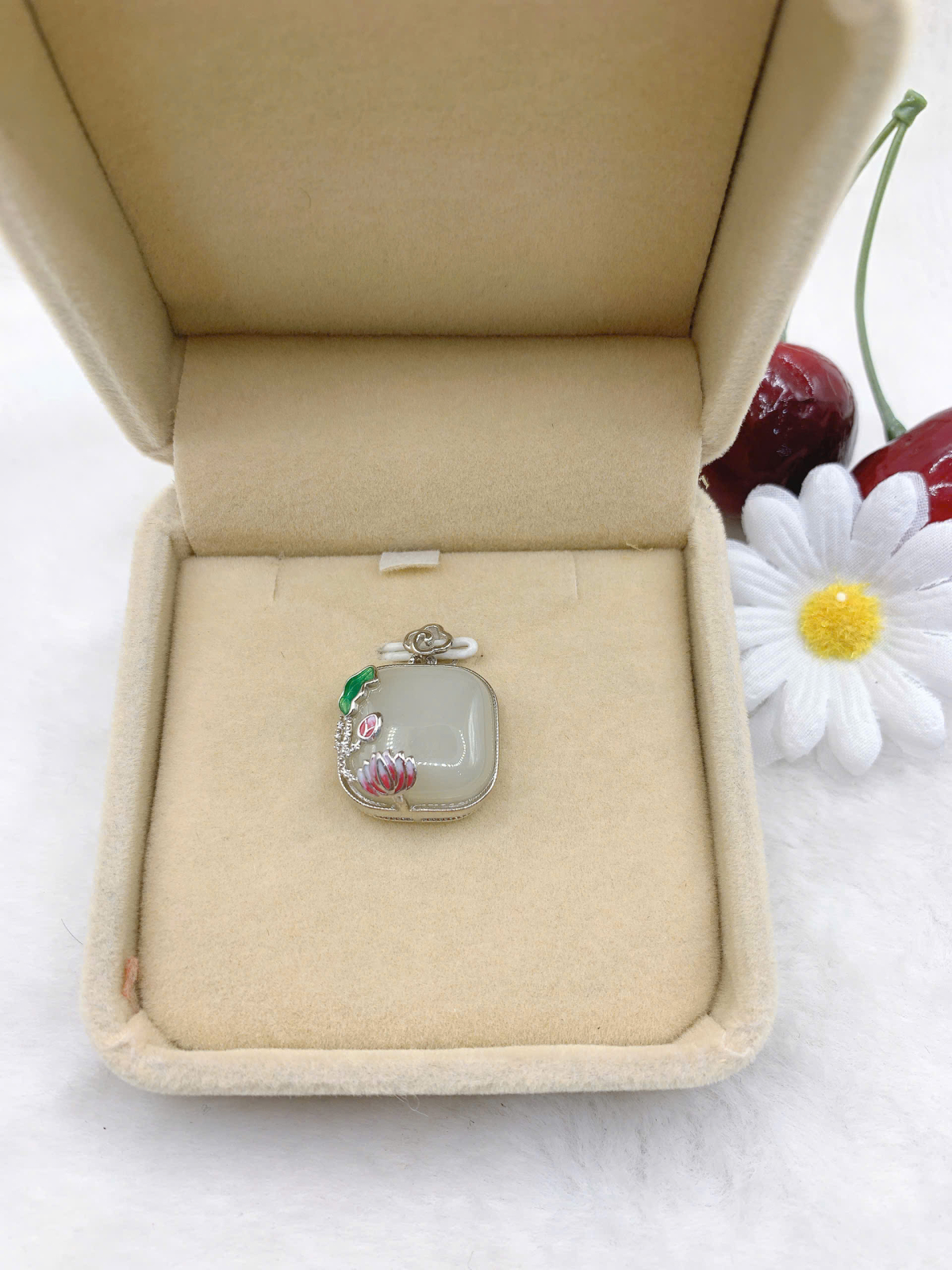  Mặt dây chuyền Bạch Ngọc 16mm bạc 925-EW3146