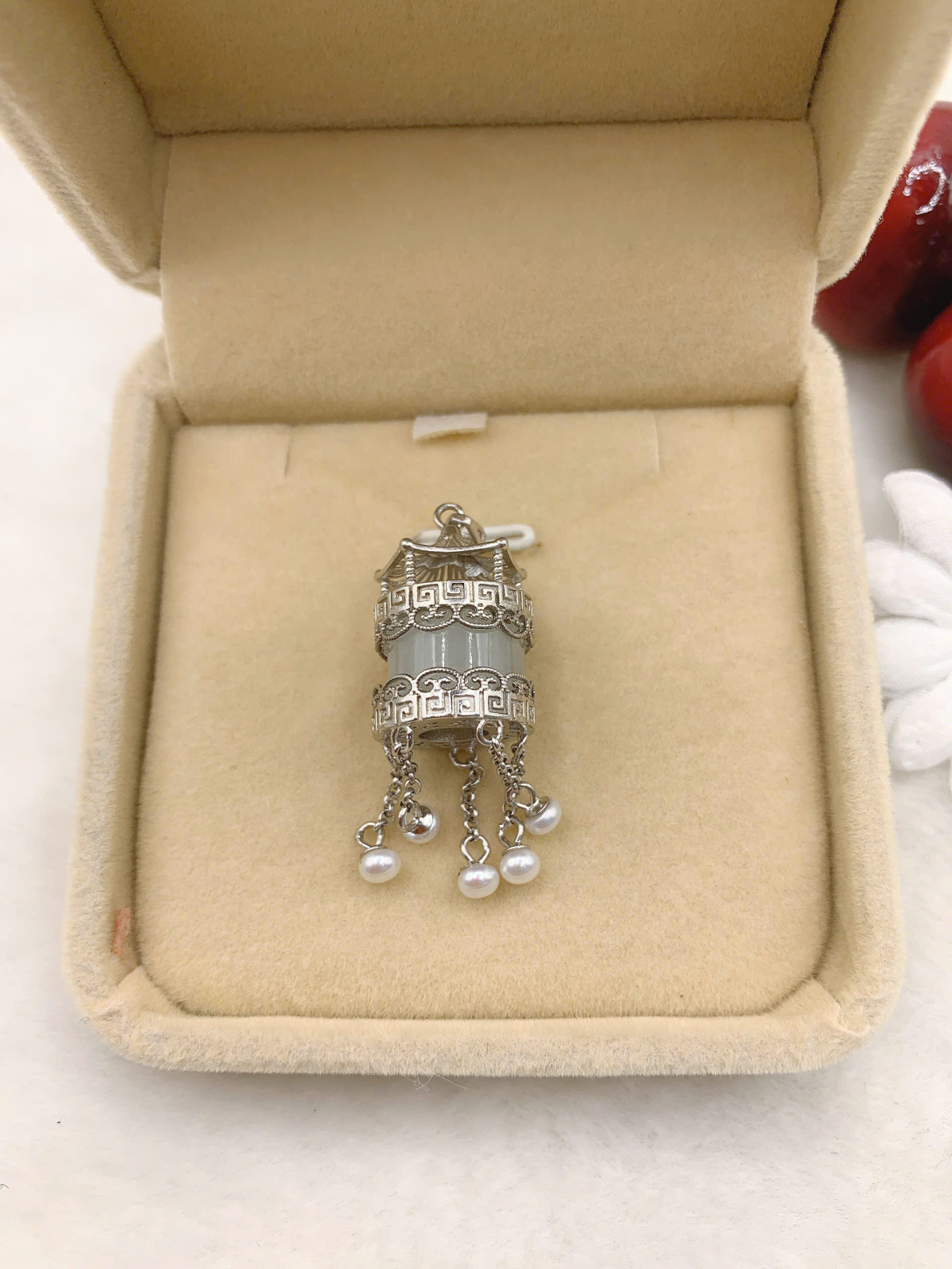 Mặt dây chuyền Bạch Ngọc 8*12mm bạc 925-EW3213T