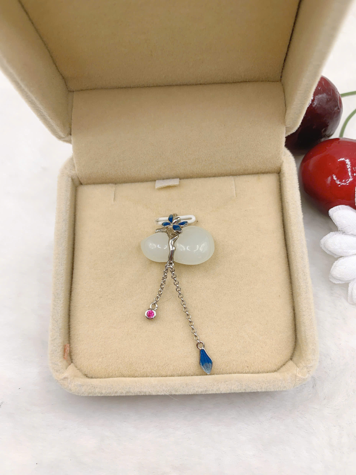 Mặt dây chuyền Bạch Ngọc 14*22mm bạc 925-EW5439