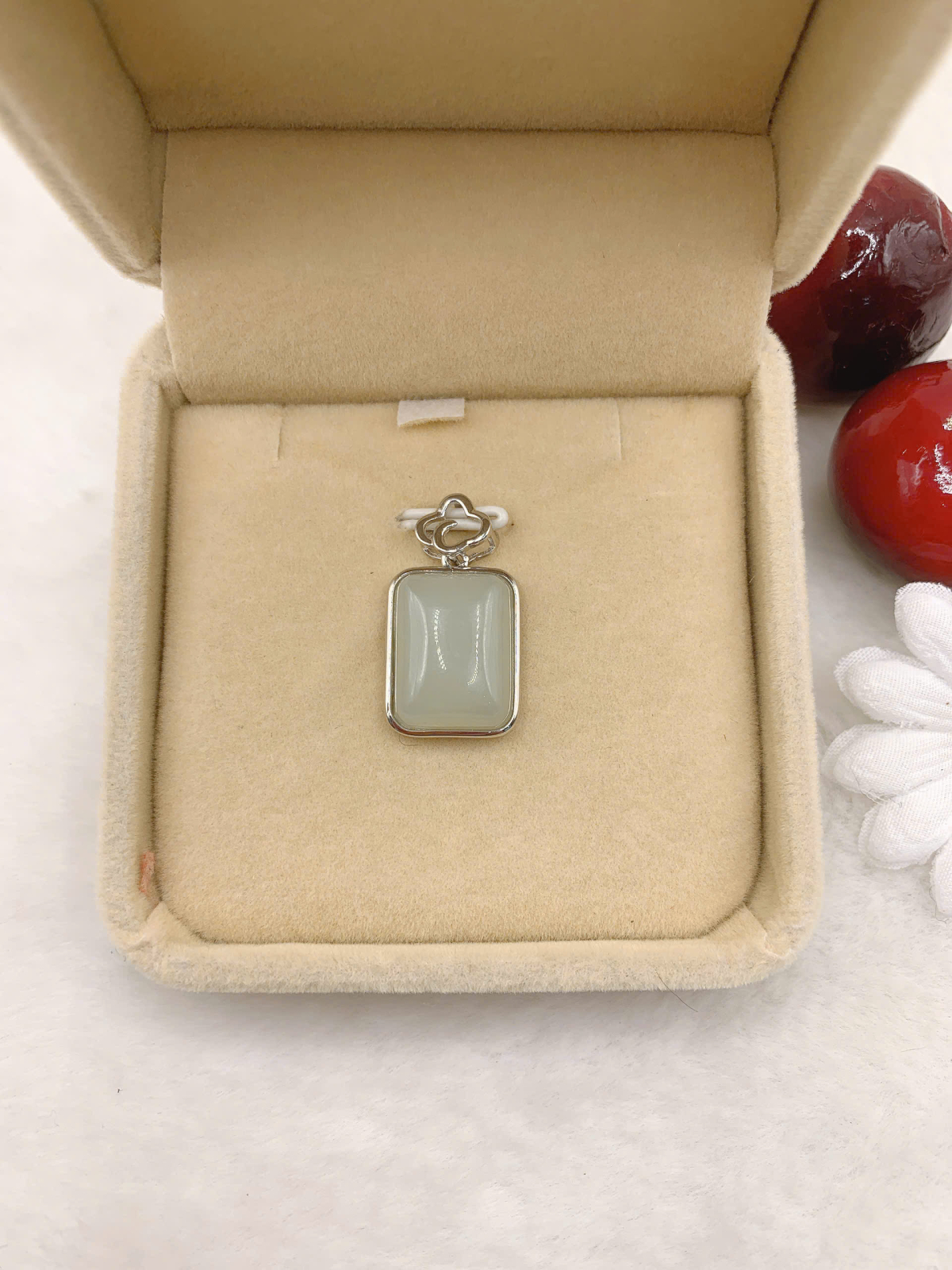 Mặt dây chuyền Bạch Ngọc 12*16mm bạc 925-EW4436