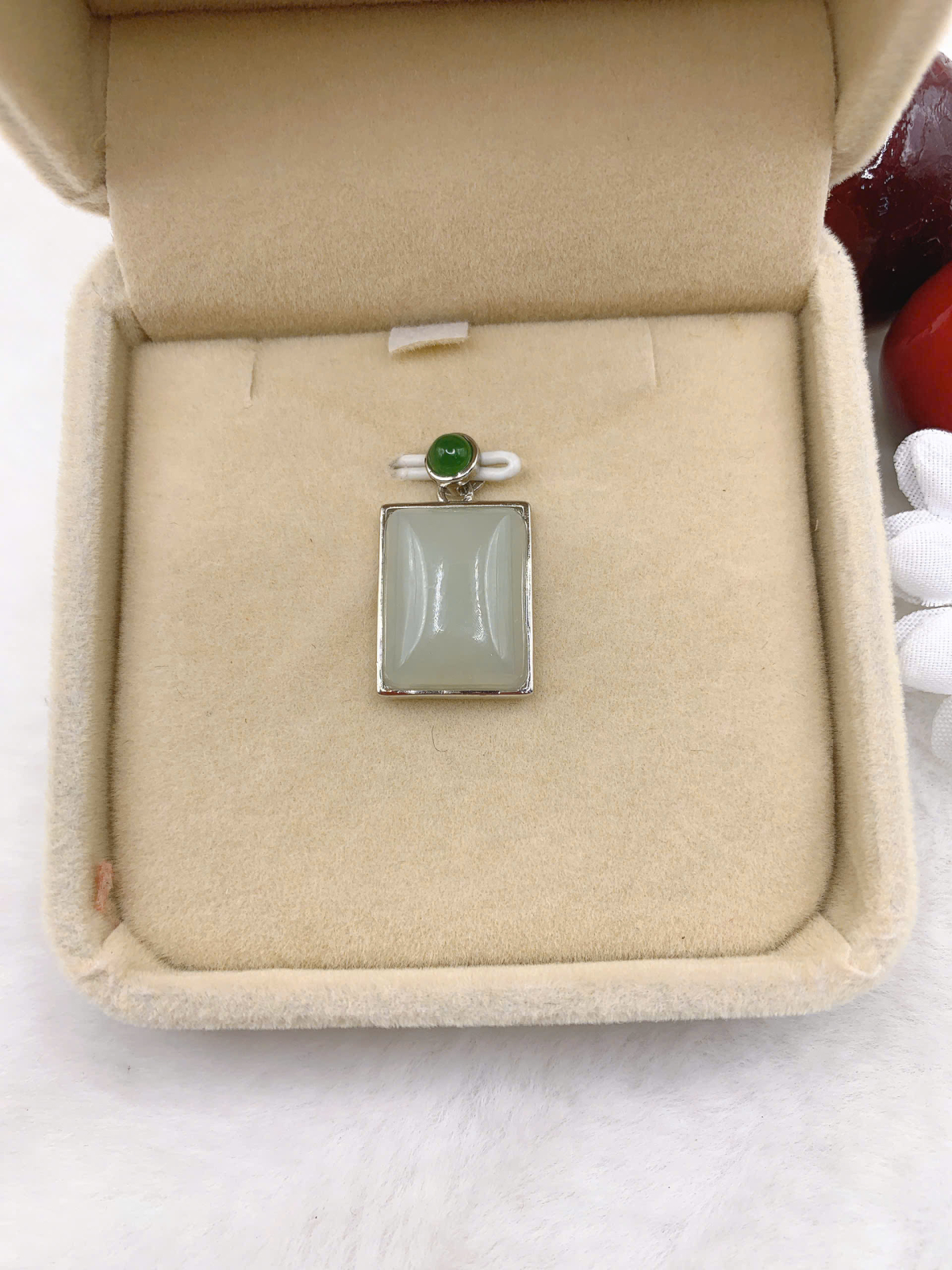 Mặt dây chuyền Bạch Ngọc 12*16mm bạc 925-EW4712