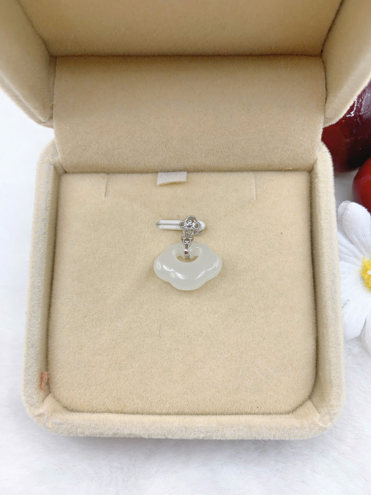 Mặt dây chuyền Bạch Ngọc 12*16mm bạc 925-EW3286