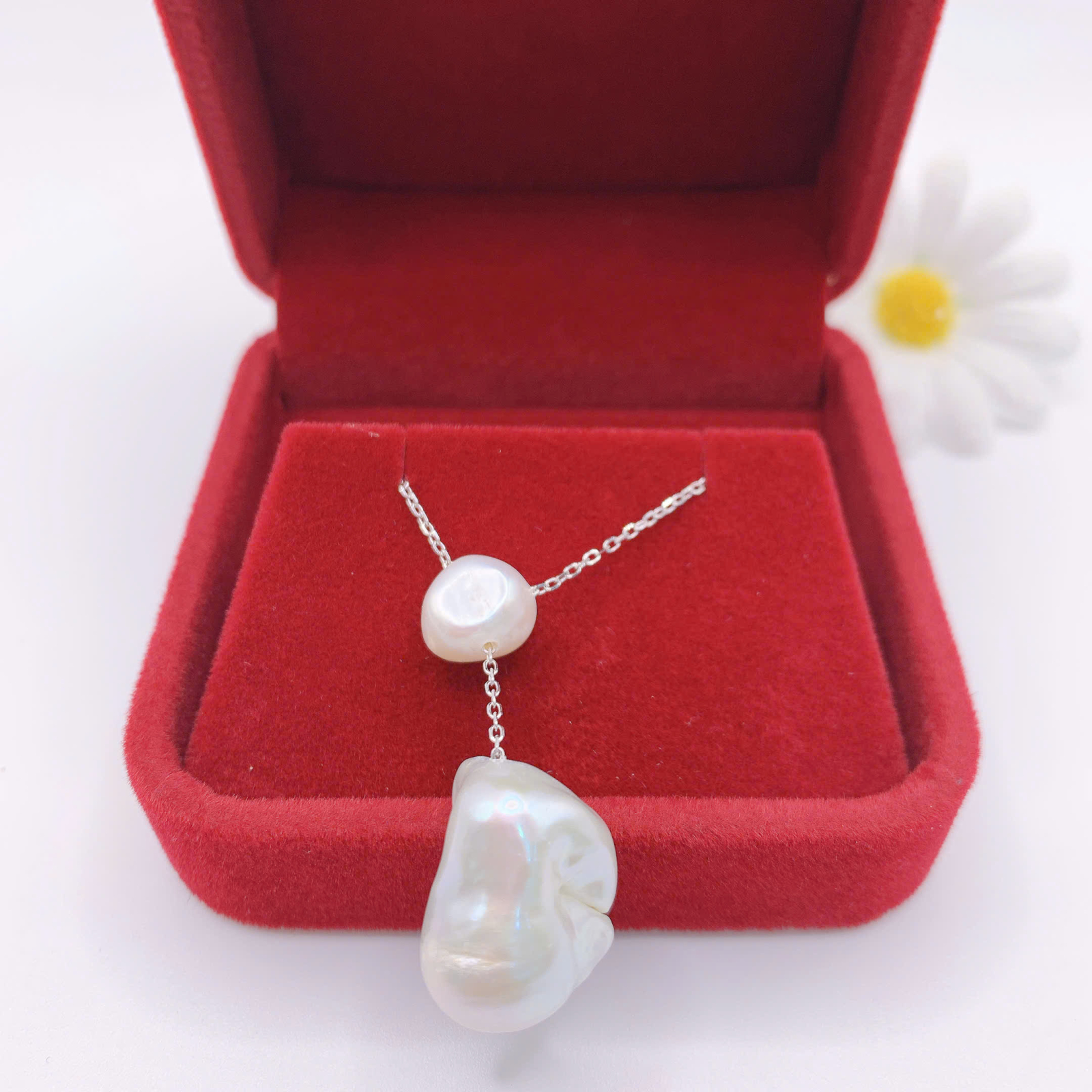 Dây chuyền ngọc trai 9*15mm bạc 950-GP194