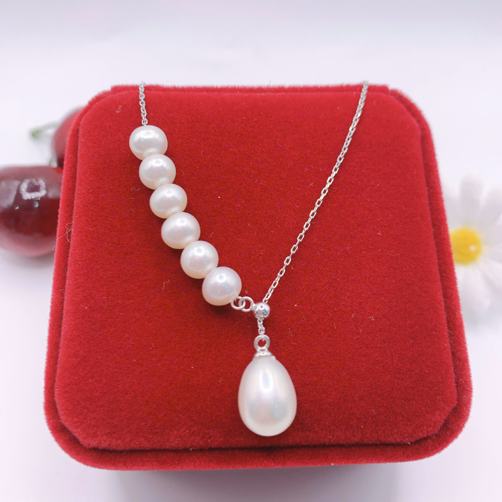 Dây chuyền ngọc trai 8mm bạc 950-GP199