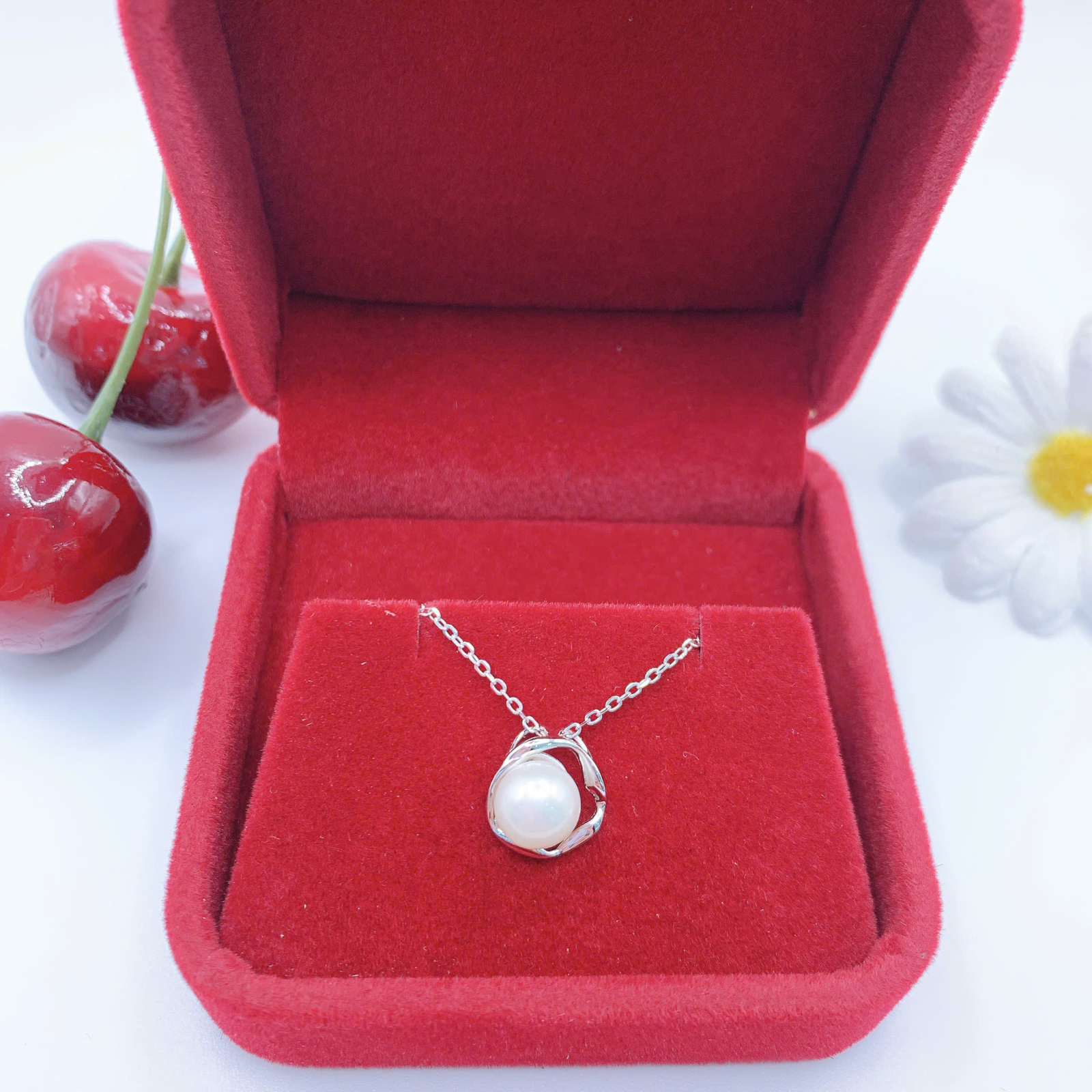  Mặt dây chuyền ngọc trai 8mm bạc 950-GP1237