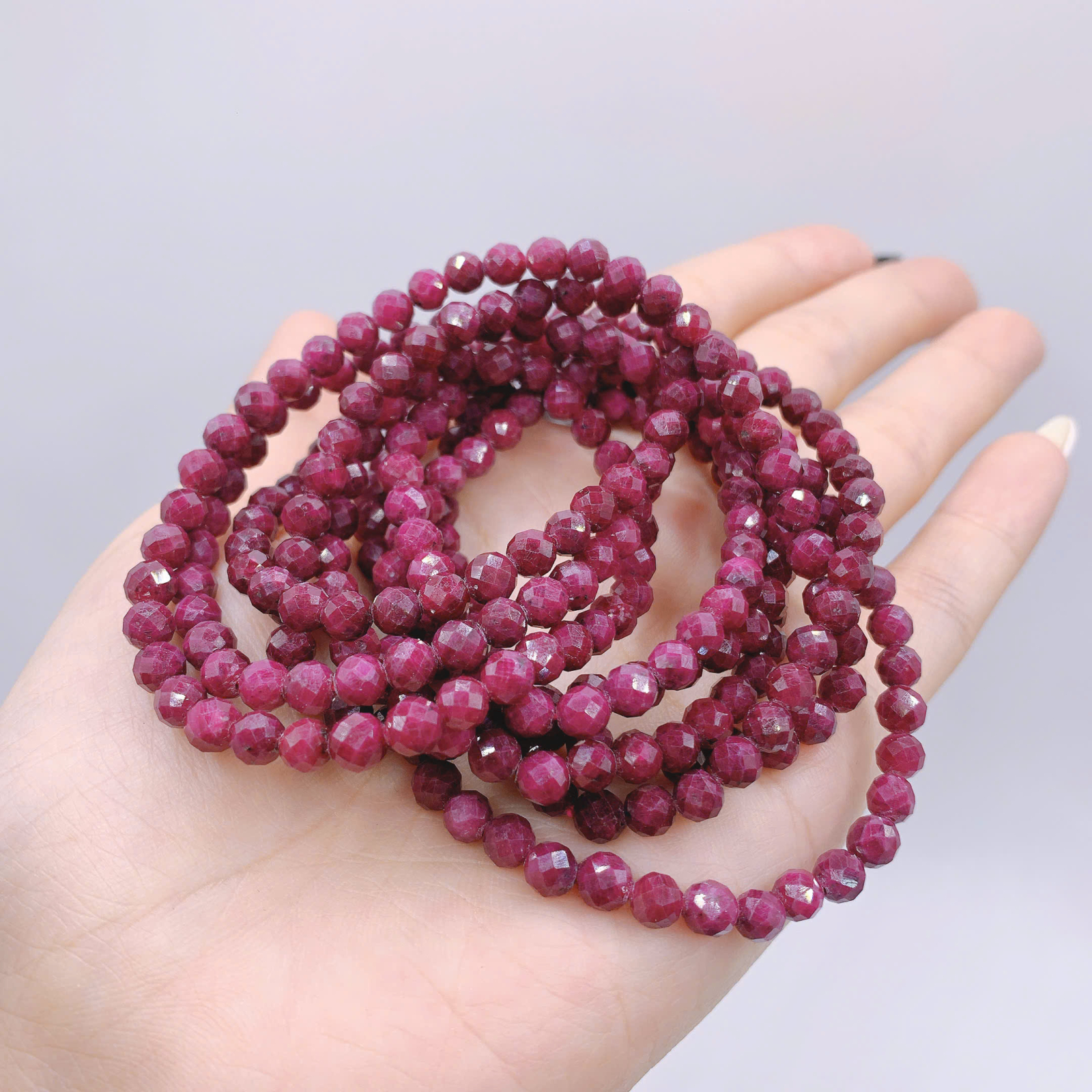 Vòng tay Ruby Nam Phi cắt giác size 5mm