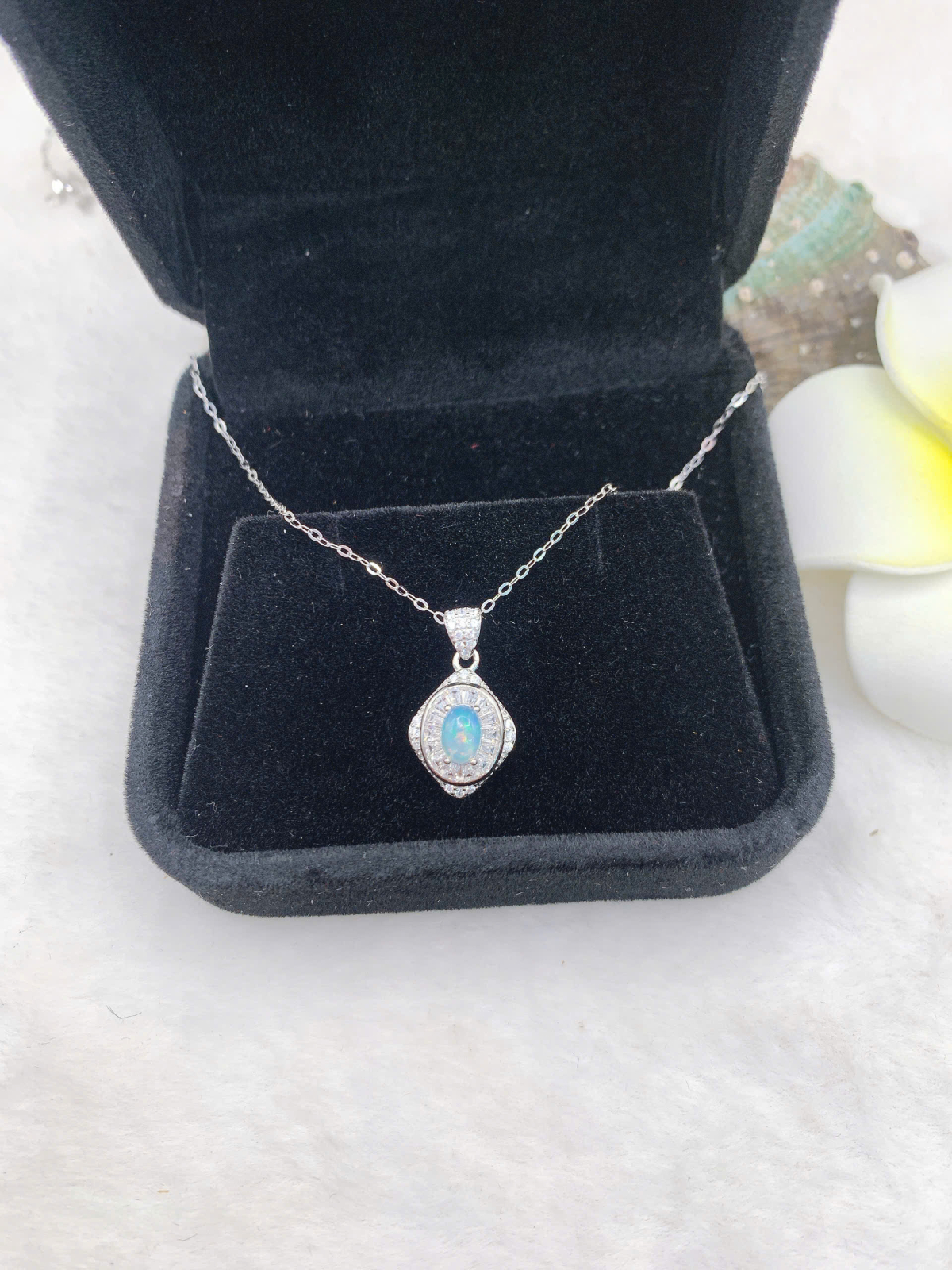 Mặt dây chuyền Opal 4*6mm bạc 925-BO152