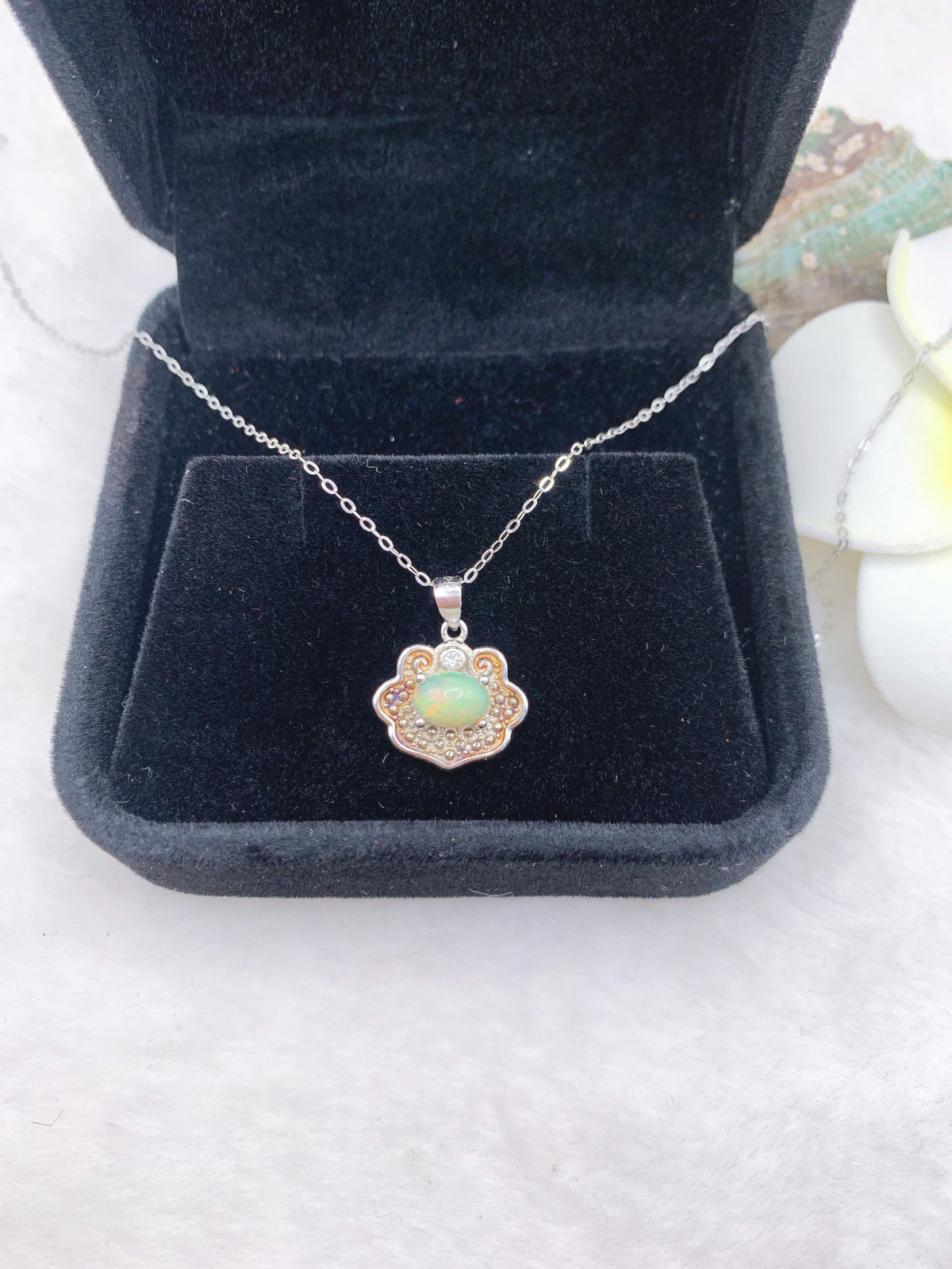 Mặt dây chuyền đá Opal 6*4mm bạc 925-BO019