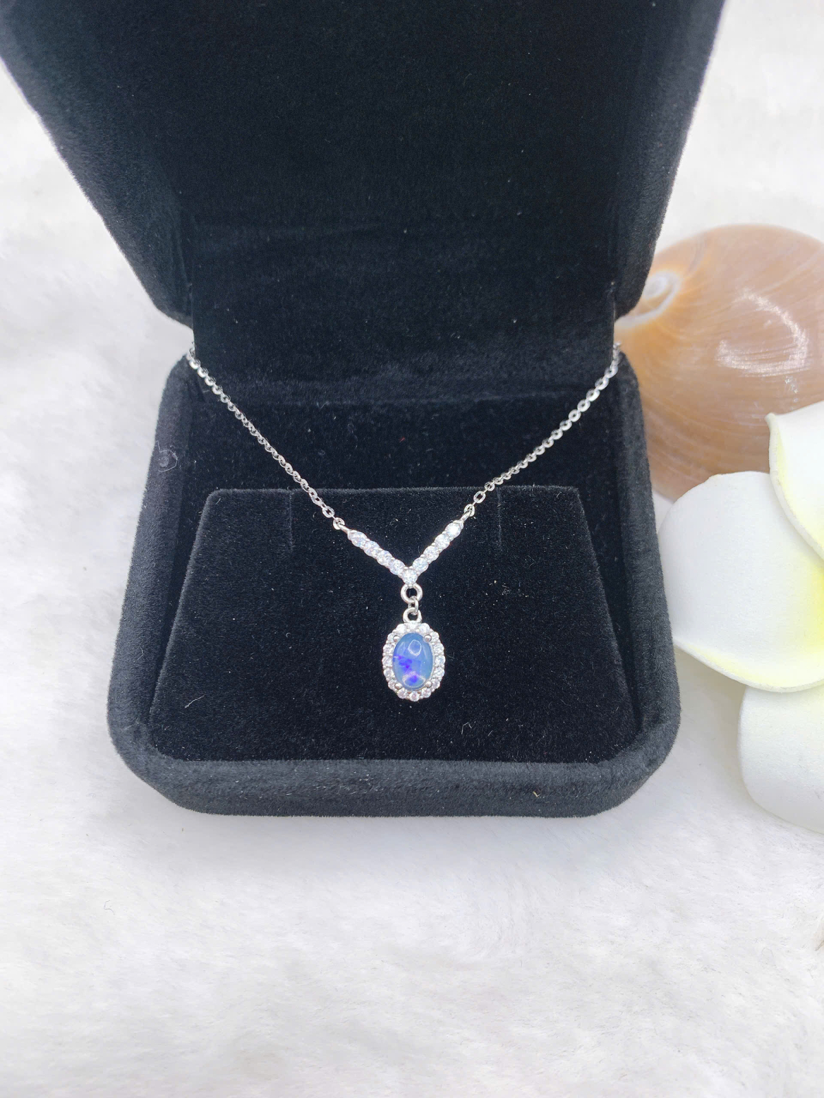 Mặt dây đá Opal 5*7mm bạc 925-BO064