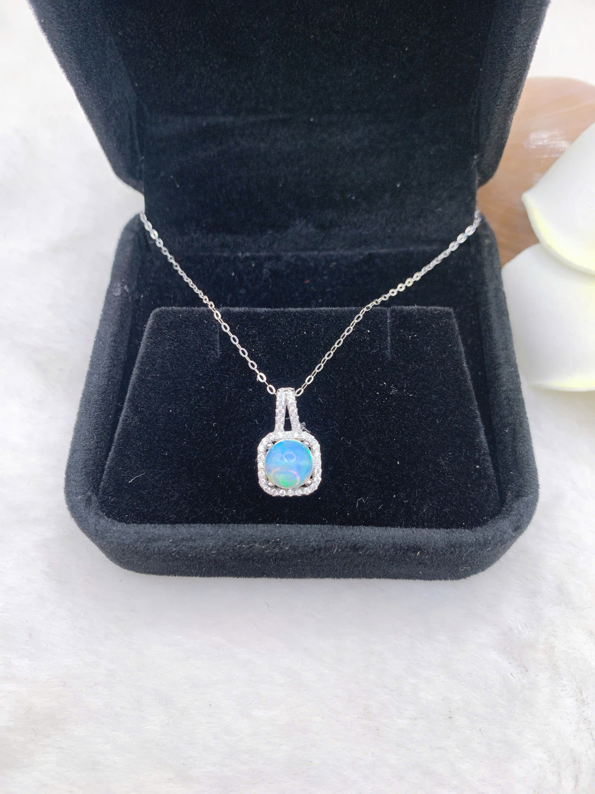 Mặt dây chuyền opal 4*6mm bạc 925-BO140