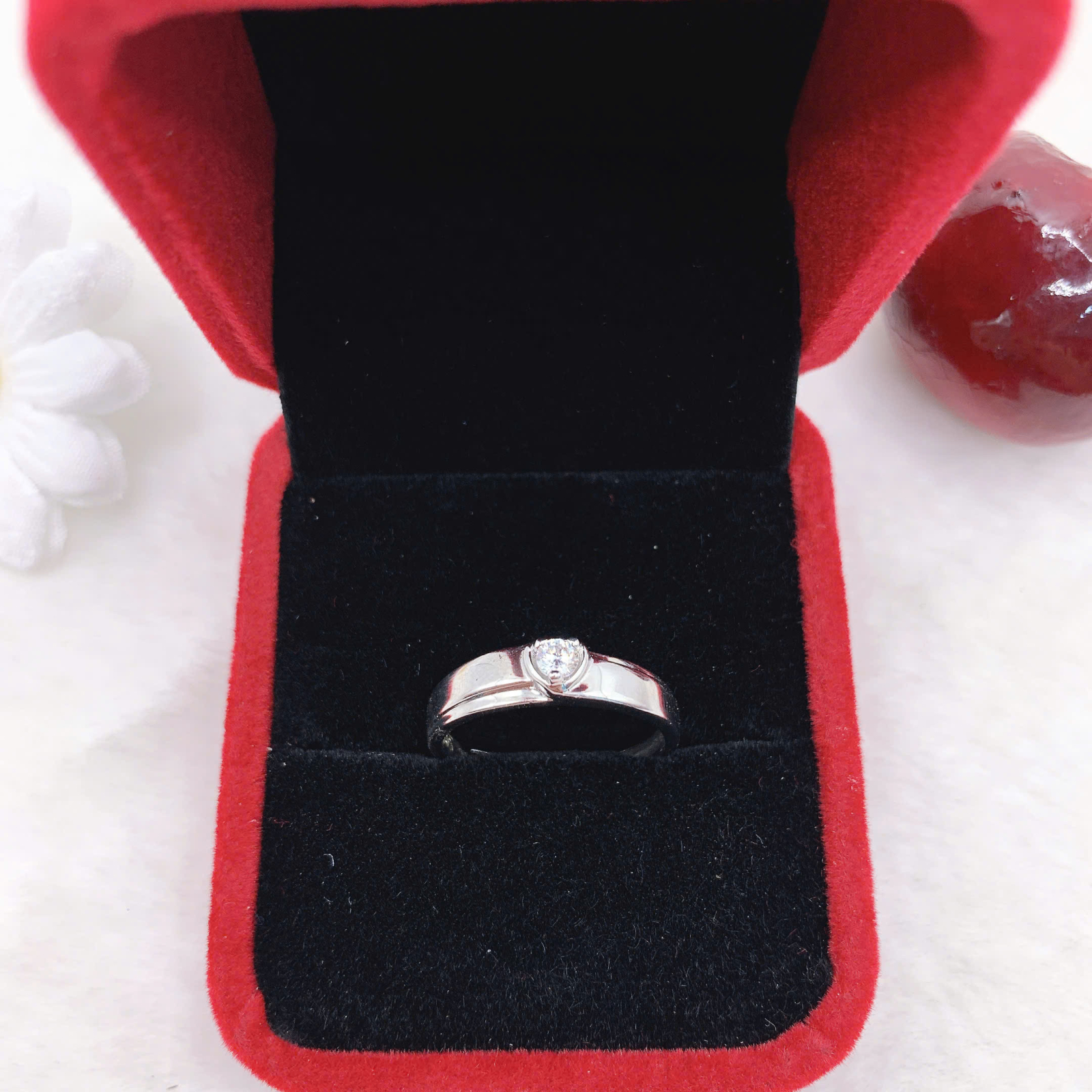 Nhẫn Moissanite (D, FL, Ex ) tròn 3mm bạc 925-XM030