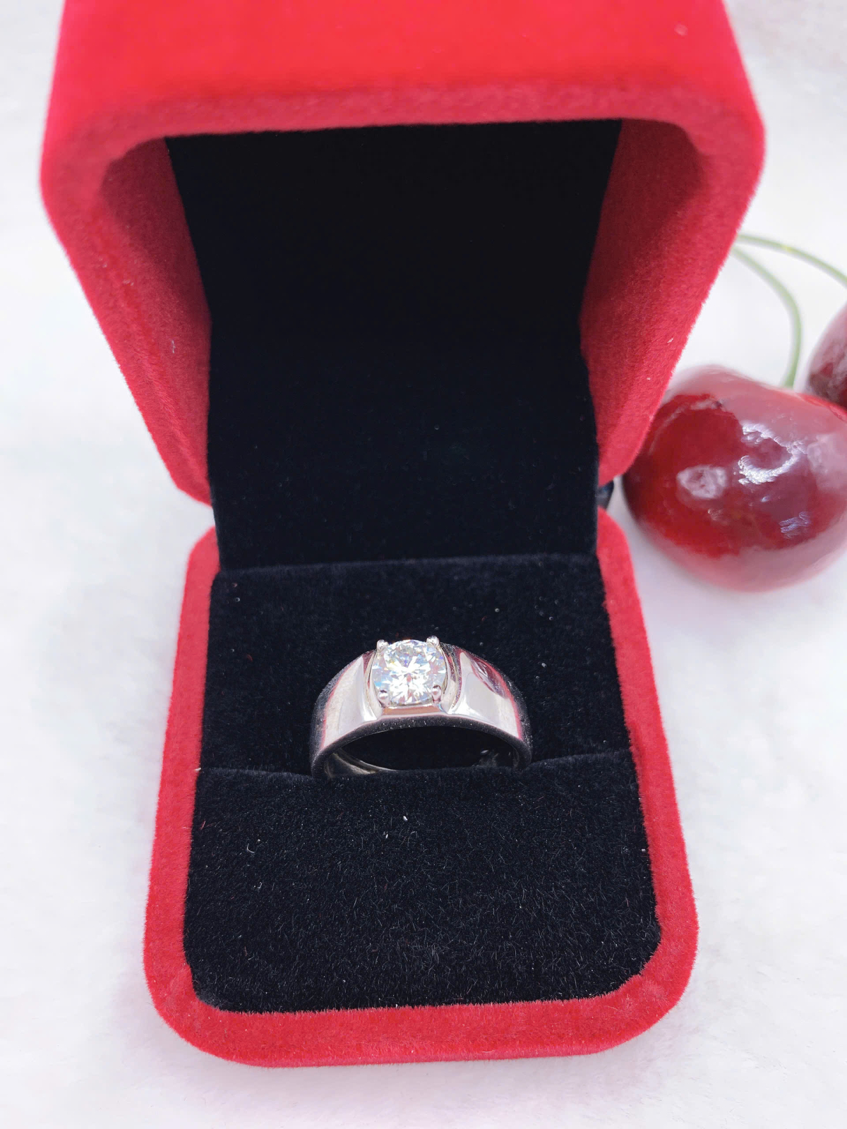 Nhẫn Moissanite (D, FL, Ex ) tròn 6.5mm bạc 925-XM003