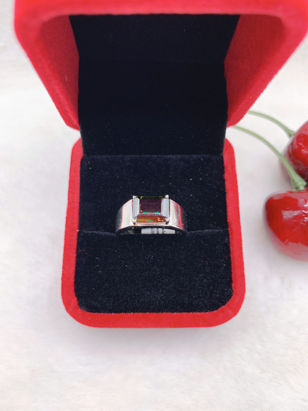 Nhẫn Moissanite (D, FL, Ex ) Emerald 7*9mm bạc 925-XM026