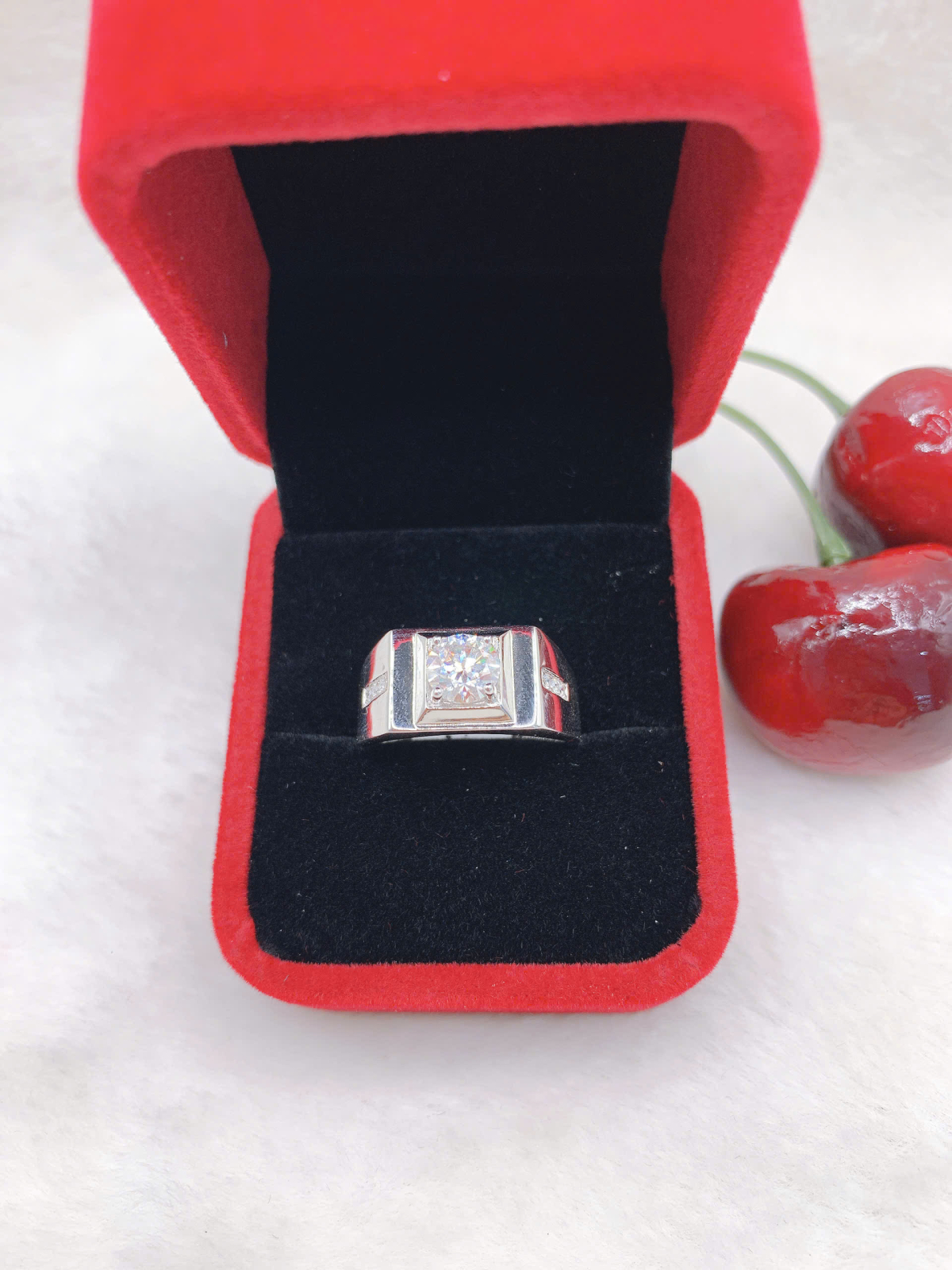 Nhẫn Moissanite (D, FL, Ex ) tròn 6.5mm bạc 925-XM017