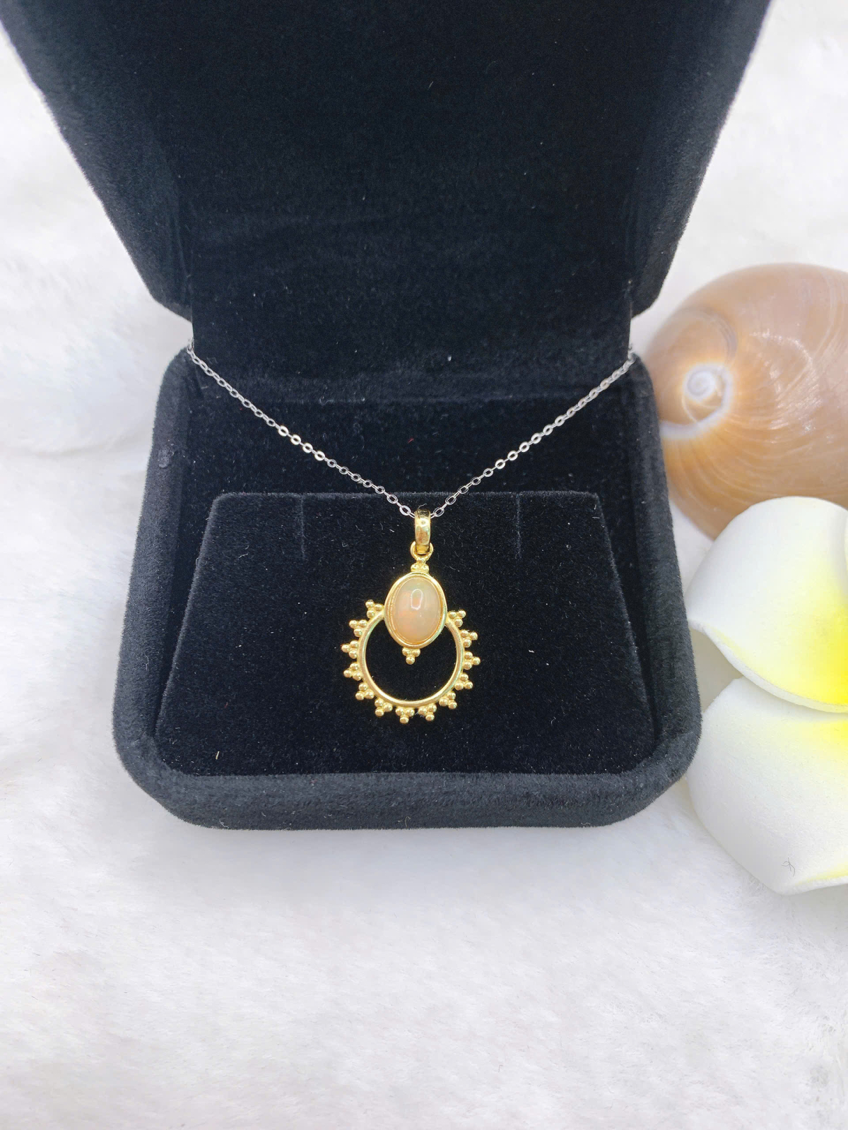 Mặt dây đá Opal 6*8mm bạc 925-BO043