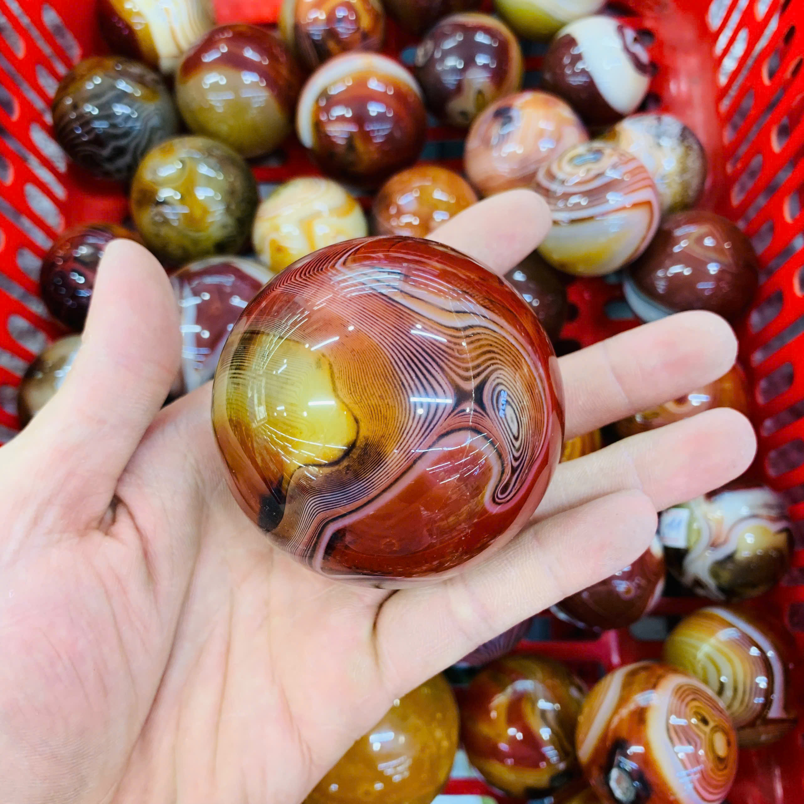 Cầu Mã Não Cam Đỏ 3A size 3-5cm ( 1kg ) 