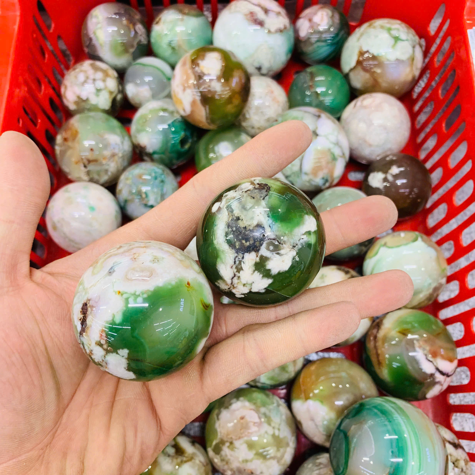 Cầu Mã Não Anh Đào Xanh size 3-5cm ( 1kg )