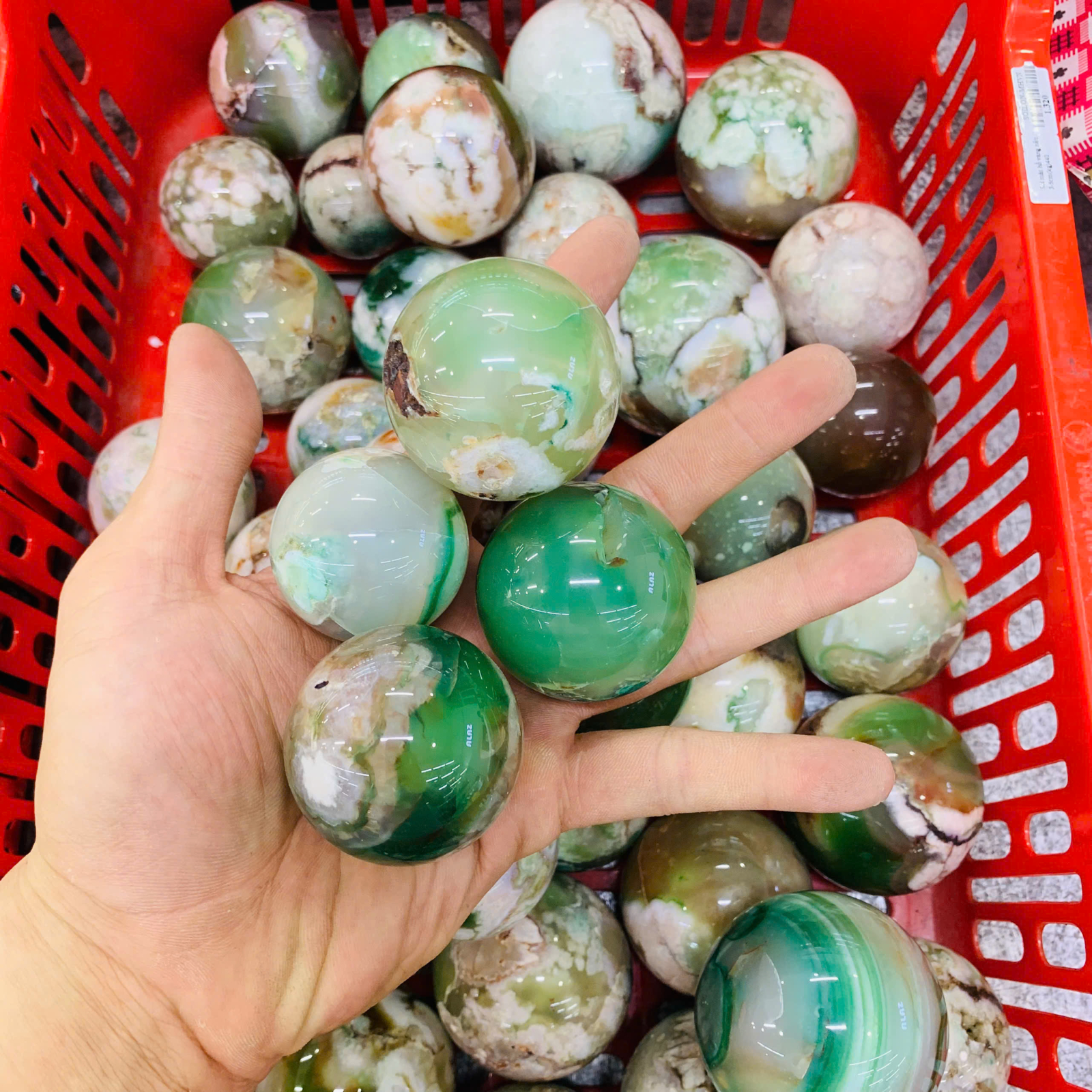 Cầu Mã Não Anh Đào Xanh size 3-5cm ( 1kg )