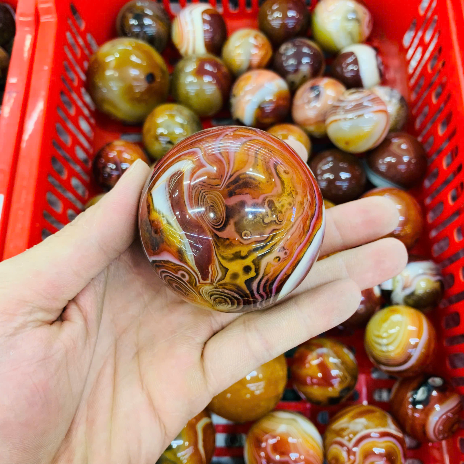 Cầu Mã Não Cam Đỏ 3A size 3-5cm ( 1kg )