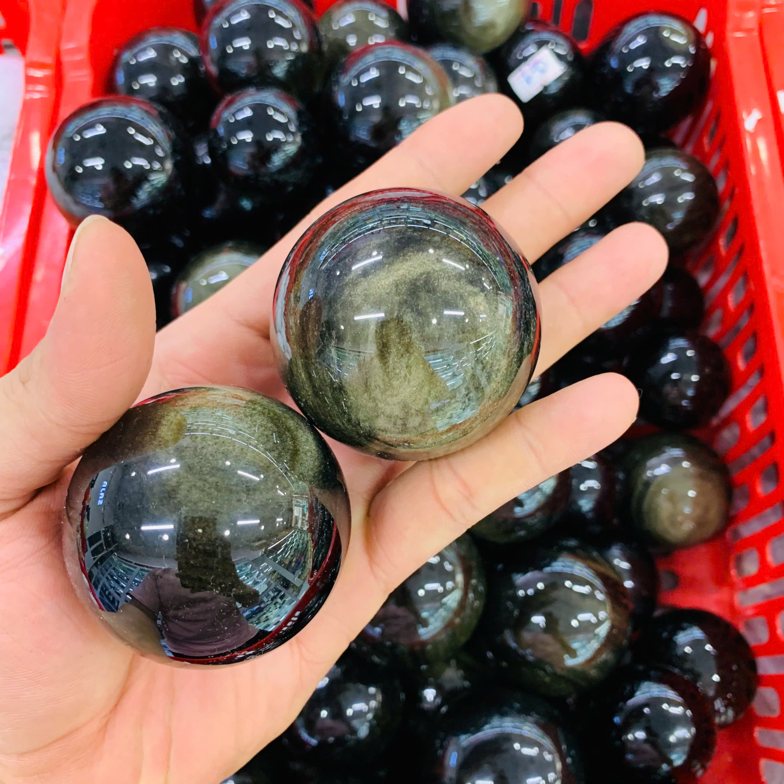 Bi Cầu Đá Núi Lửa Ánh Vàng size 3-5cm ( 1kg )