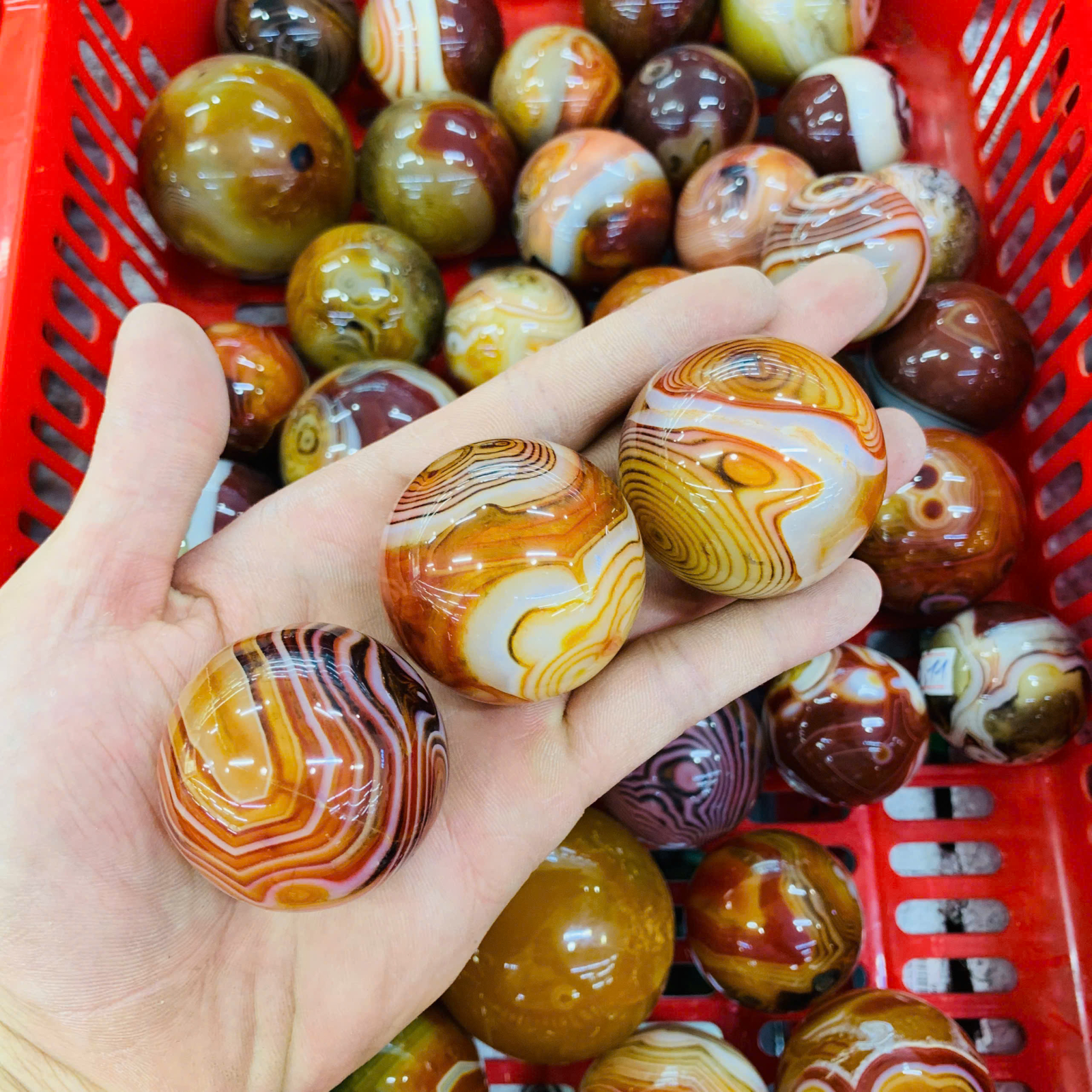 Cầu Mã Não Cam Đỏ 3A size 3-5cm ( 1kg )