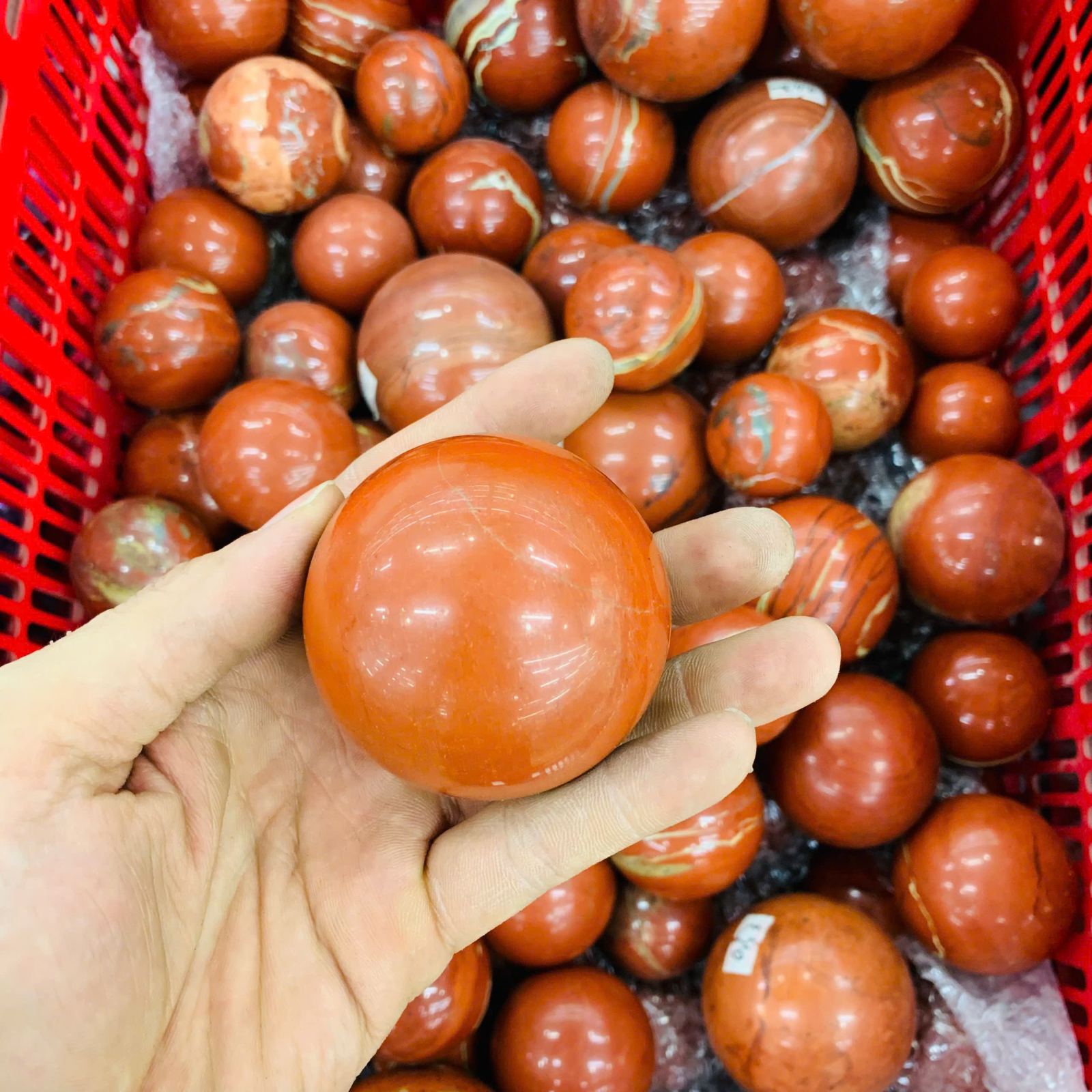 Bi Cầu Ngọc Bích Đỏ 3A size 3-5cm ( 1kg ) 