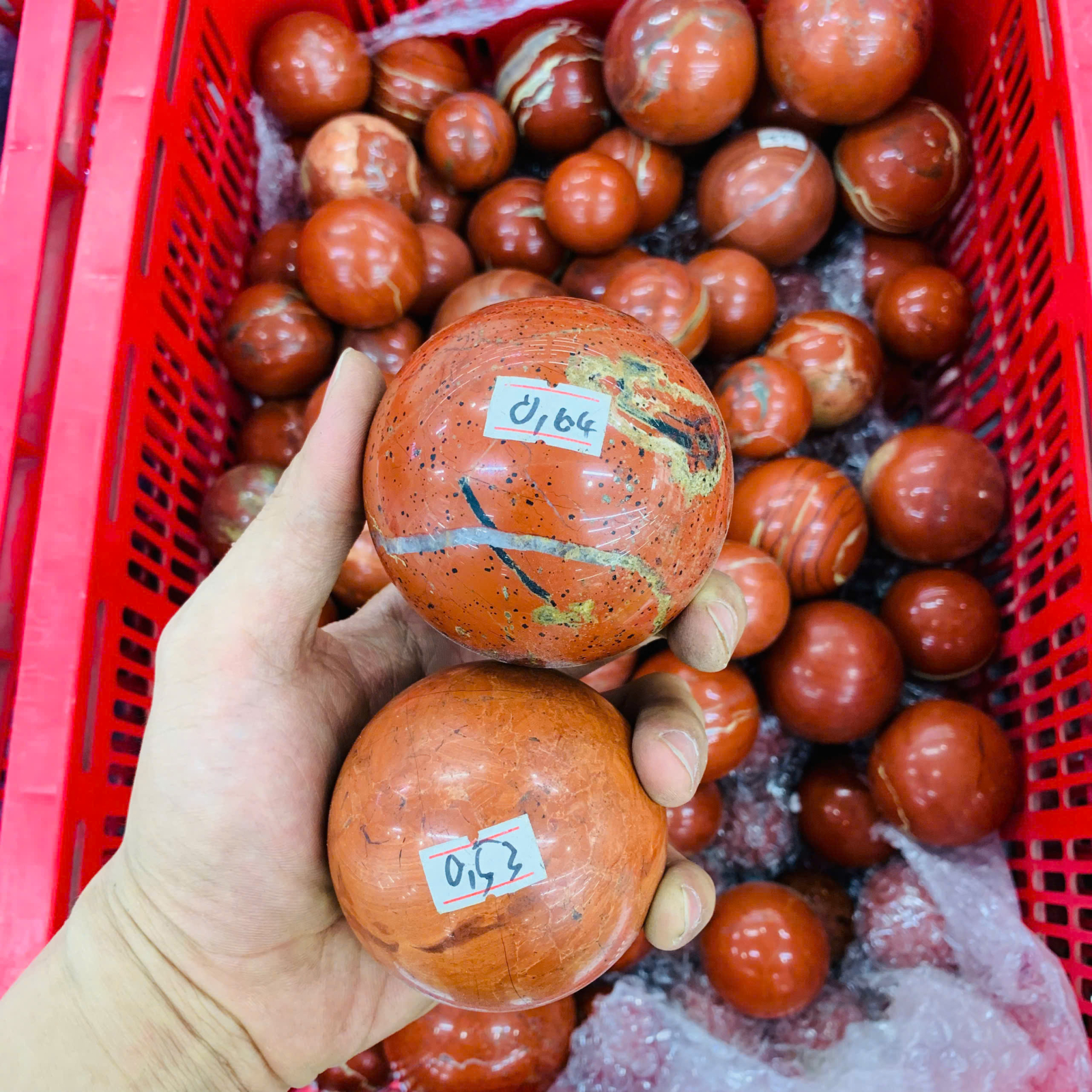 Bi Cầu Ngọc Bích Đỏ 3A size 3-5cm ( 1kg )