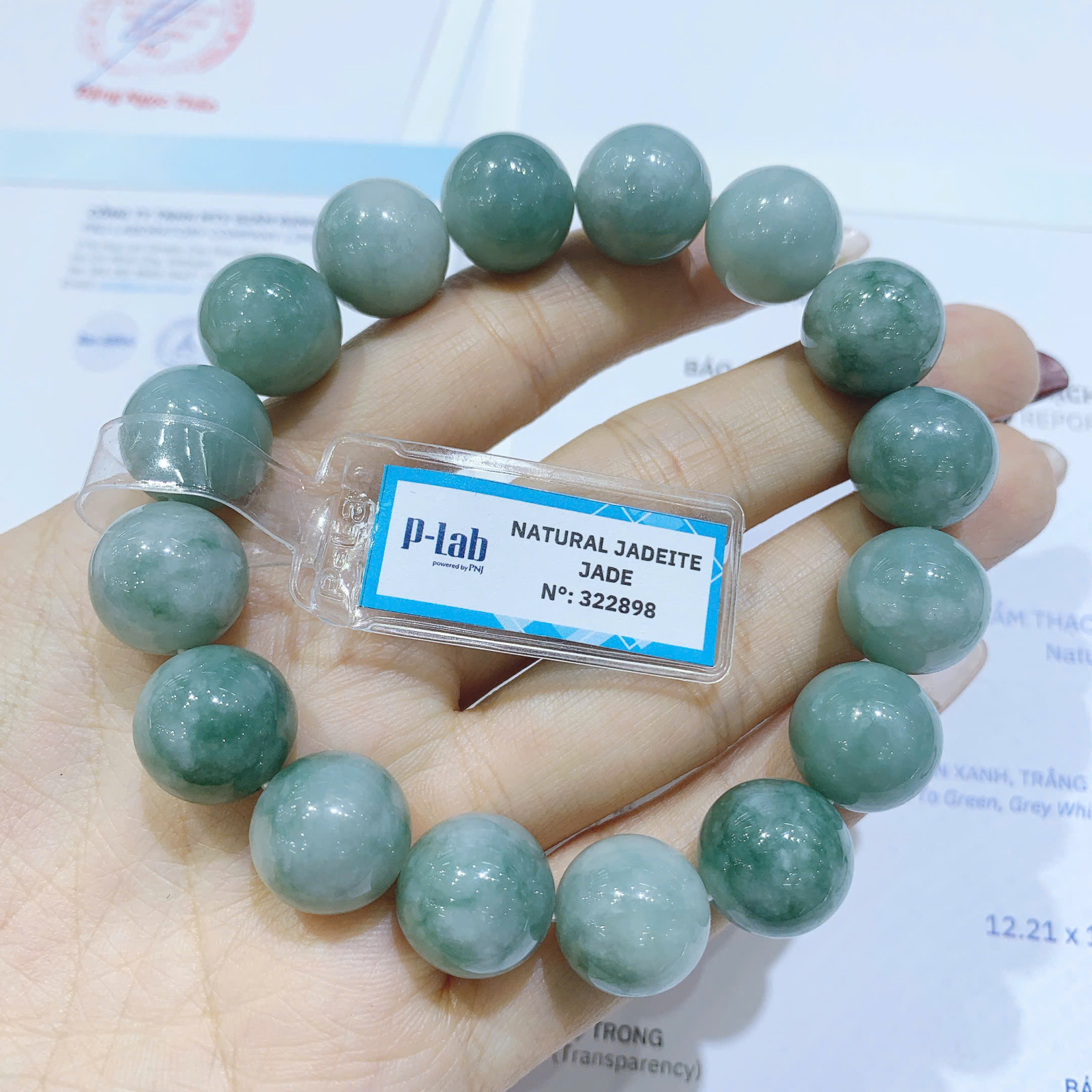 Vòng chuỗi đá cẩm Thạch type A size 14mm