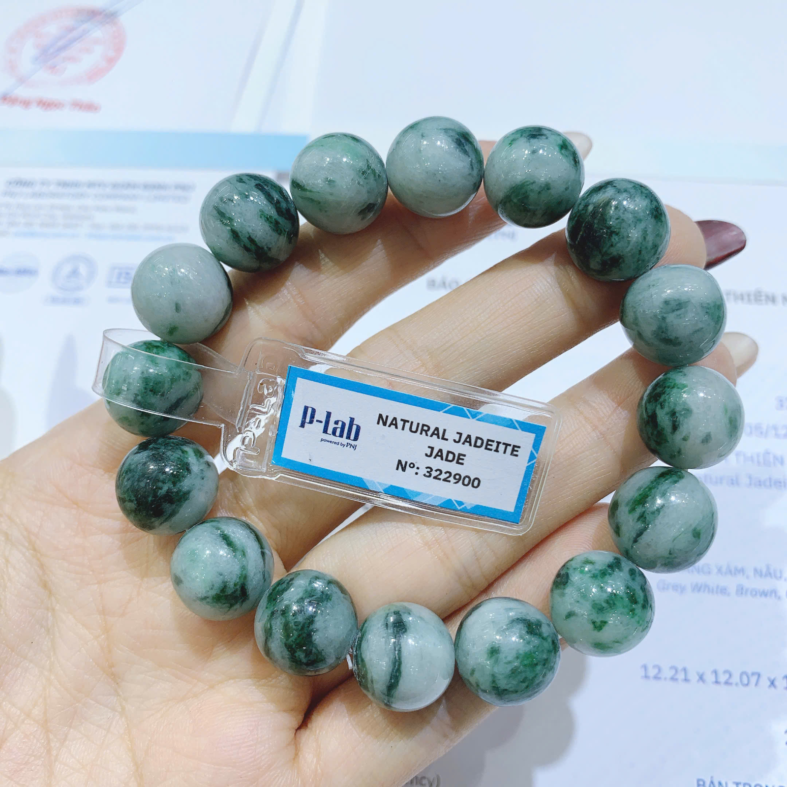 Vòng chuỗi đá cẩm Thạch sơn thuỷ type A size 13mm