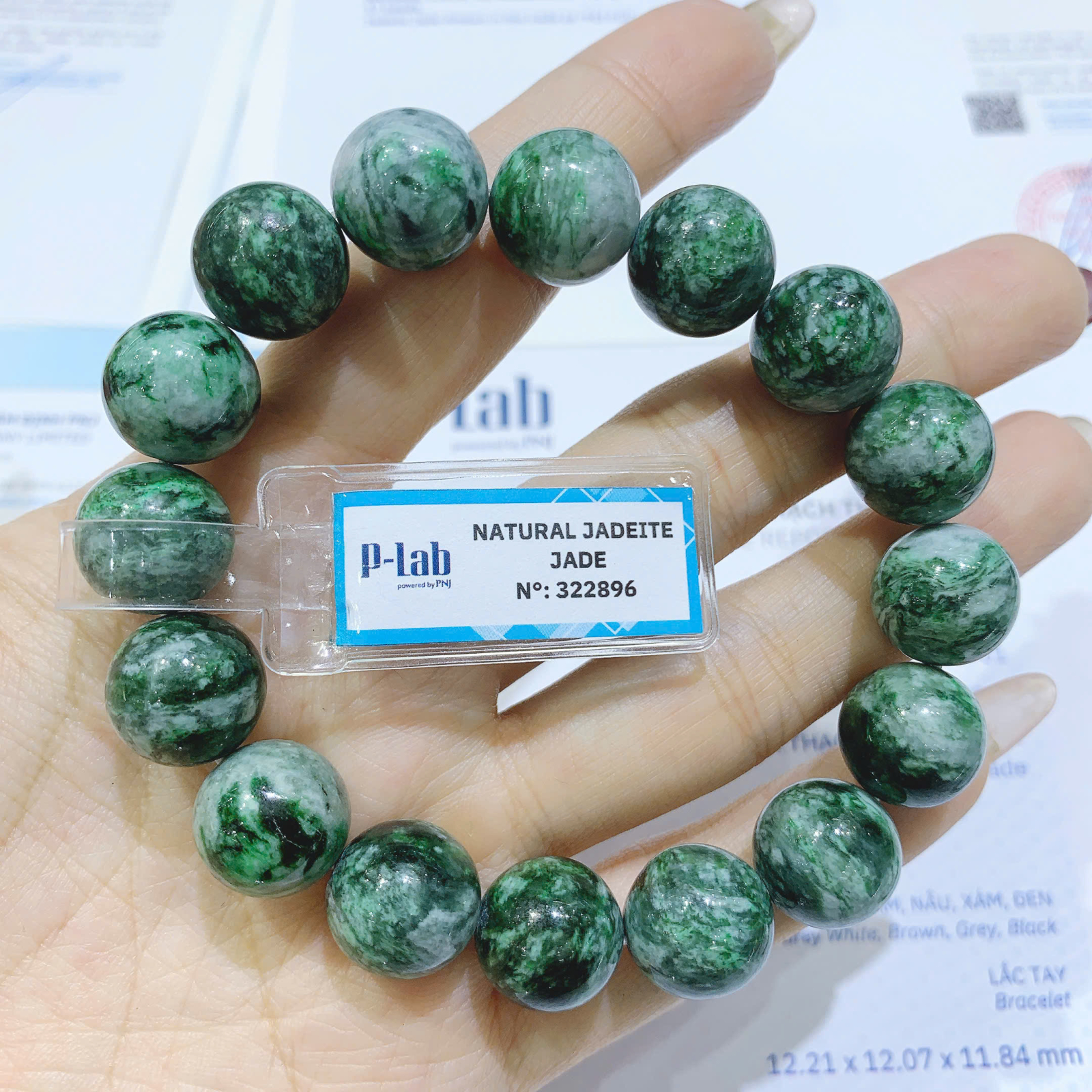 Vòng chuỗi đá cẩm Thạch sơn thuỷ size 14mm