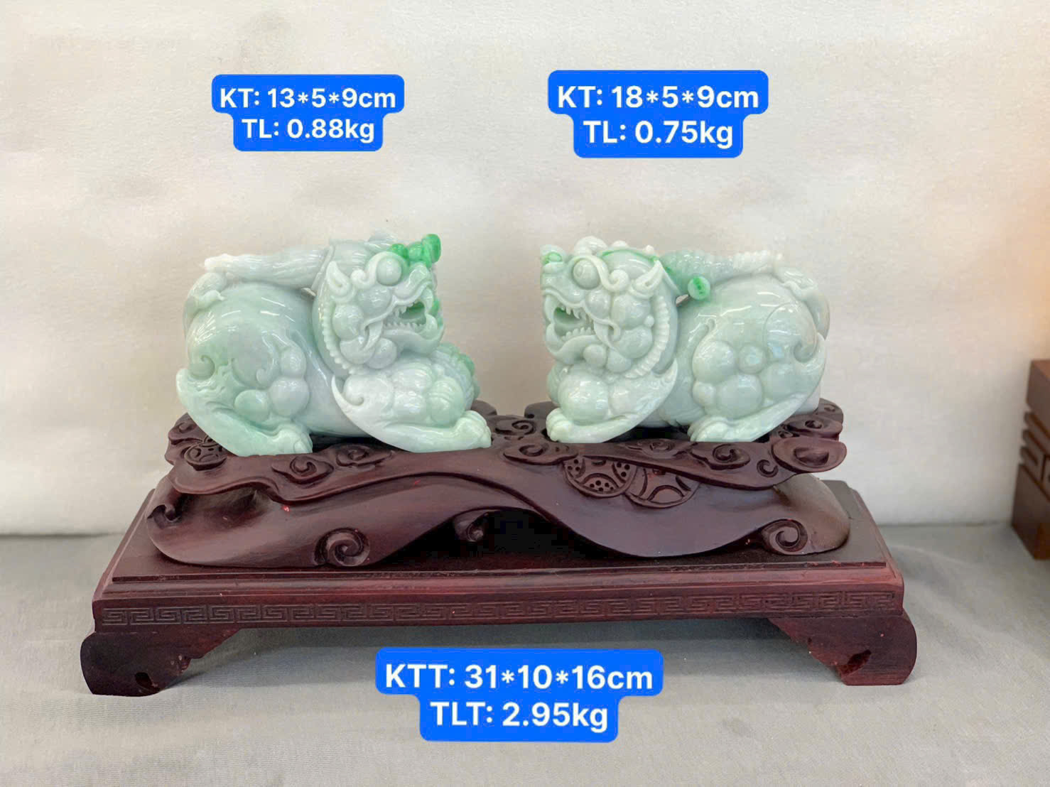 Tỳ Hưu Cẩm Thạch A ( KT: 13*5*9cm, 18*5*9cm ) ( TL:  2.95kg )