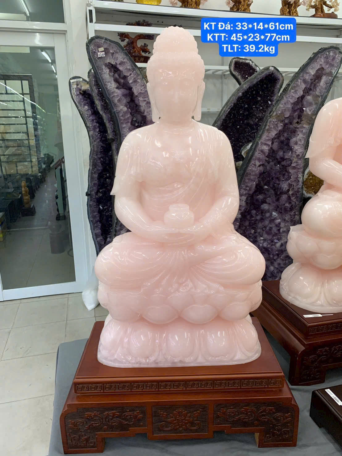 Phật Adida Ngọc Onyx Hồng ( KT: 33*14*61cm )