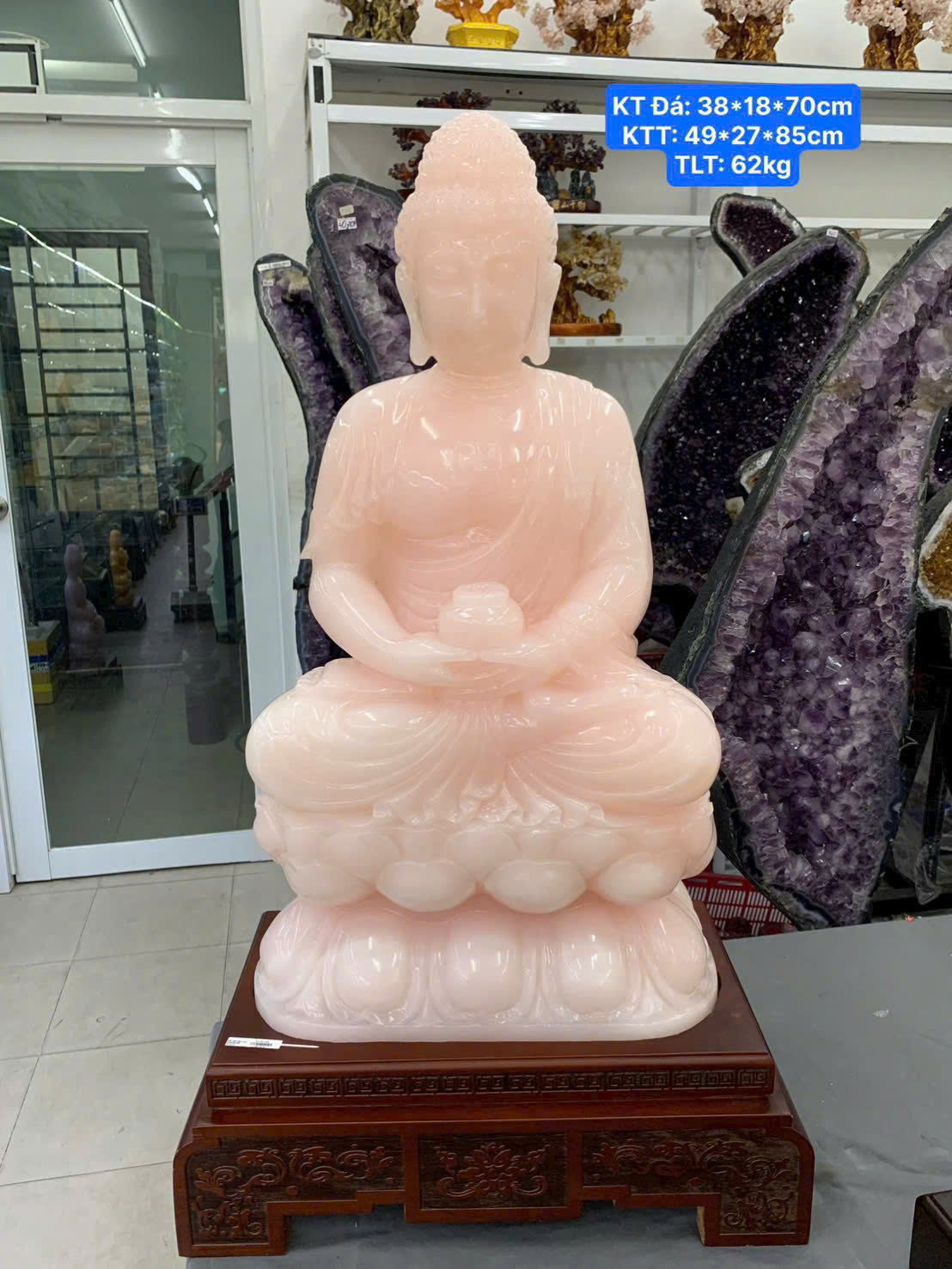 Phật Adida Ngọc Onyx Hồng -Kích Thước Đá: 38*18*70cm